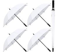 Weewooday 4 Ombrelli Grandi da Golf Antivento in Plastica Ombrellone da Golf Antipioggia Ombrelli Bianchi da Sposa per Matrimonio Ombrello Automatico Pieghevole per Passeggio Pesca Fotografo, 120 cm