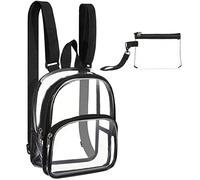 Weewooday Mini Zaino Trasparente Borsa Piccola Trasparente Approvata dallo Stadio con Borsa a Mano Trasparente Impermeabile e Portatile per Donna da Lavoro Viaggio Università e Concerto (Nero, S)