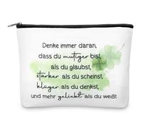 Weewooday Regalo per Migliore Amica Borsa Cosmetica Motivazionale Borsa per il Trucco Quattro Foglie con Cerniera Regali di Addio per Colleghi Viaggio Compleanno Pasqua Laurea Natale