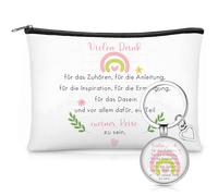 Weewooday Set Regalo di Ringraziamento con Portachiavi con Ciondolo d'Amore e Grazie per la Borsa dei Cosmetici Borsa da Toilette Regali per Donne Amici Insegnante Collega Fidanzata