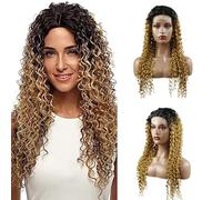 Weeybay Parrucche ricce 4x4 pizzo frontale 1B/27 radice nera biondo miele 100% non trattati HD trasparente parrucche di capelli umani Ombre colore biondo per le donne 50 pollici