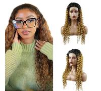 Weeybay Parrucche ricce 4x4 pizzo frontale 1B/27 radice nera biondo miele 100% non trattati HD trasparente parrucca di capelli umani Ombre colore biondo per le donne 24 pollici