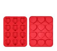 Wefaly Stampo per muffin a forma di cuore, 2 stampi per muffin in silicone per 12 muffin, forma a cuore in silicone per cupcake, stampo antiaderente a forma di cuore, per budino