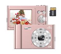 Wefenad - Videocamera digitale 4K, 48 MP, schermo IPS da 6,1 cm, messa a fuoco automatica, 16x, anti-vibrazione, rilevamento del sorriso, flash integrato e batteria con scheda di memoria da 32 GB per