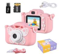 Wefenad X7 - Mini fotocamera digitale 1080p, con doppio obiettivo da 20 MP, schermo IPS da 2,0 pollici, batteria integrata, carina, giochi interessanti, con scheda di memoria da 32 GB, lettore di