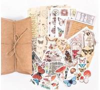 WEFHEF 120 Pz Adesivi Decorativi Scrapbooking, Adesivi Vintage per Album Fotografici, Sticker Decorativi Retrò per Diari, Artigianato, Decorazione Creativo, con 4 Scatole Regalo in Carta Kraft