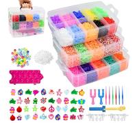 WEFHEF 15000 Elastici per Braccialetti, Elastici Colorati Loom Bands Kit Elastici per Fare Braccialetti con Scatola Immagazzinaggio Trasparente a 3 Strati Set di materiali per lavori artigianali