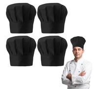 WEFHEF 4 Pezzi Cappello da Cuoco Professionale Nero - Traspirante Comodo e Lavabile - Cappello da Chef Regolabile per Panettieri, Ristoranti e Scuole di Cucina, Unisex