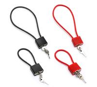 WEFHEF 4 Pz Lucchetti con Chiavi e Corda in Acciaio,Lucchetti Lunghi a Gancio,Lucchetto Flessibile con Chiavi,Lucchetto ad Arco Lungo per Valigie, Cancelli, Moto, Armadietti (Nero, Rosso)