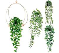 WEFHEF 4 Pz Piante Artificiali Rampicanti con Vaso,Piante Pendenti Artificiali in Plastica,Pianta Finte da Appendere per Balconi Parete Porta Interno Esterno