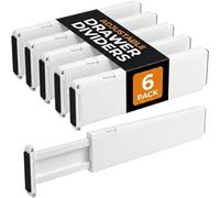 WEFHEF 6 Divisori per Cassetti Regolabili Organizzatori di Cassetti in ABS Separator per Cassetti Regolabili da 37,5 a 54,5 cm per Camera da Letto, Cucina, Bagno, Ufficio