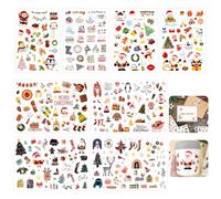 WEFHEF 8 Fogli Adesivi Natalizi per Scrapbooking, Adesivi Natalizi per Pacchi Regalo, Sticker Natalizi a Forma di Pupazzo di Neve, Albero e Ghirlanda per Decorare Album, Lettere e Biglietti di Auguri