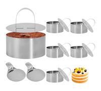 WEFHEF Set di 6 Coppapasta Tondo 8 cm, Stampini Mousse Professionale, Anelli per Mousse in Acciaio Inossidabile, per Dolci, Cheesecake, Gelato, con 6 Coperchi + 2 Spatole