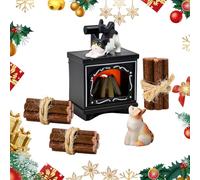 WEFHEF Set Porta Elfo con Camino a LED, Caminetto in Miniatura per Casa Bambole con LED, Presepe Natalizio Miniature Caminetto con Luce, Accessori per Elfi Natalizi, Decorazioni Mini Bambole