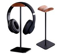 WEFHEF Supporto per Cuffie in Legno,Porta per Cuffie da Tavolo con Base,Porta Cuffie Legno di Noce e Alluminio Adatto a Cuffie di Tutte Le Dimensioni (Nero)