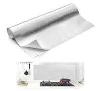 WEFINEST Hitzeschutzblech, 60 cm x 3 m, in alluminio, autoadesiva, in fibra di vetro, protezione dal calore, forno a parete, autoadesiva, per rivestimento di scarico, protezione dal calore