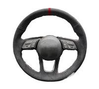 WEFOLCC Coprivolante per Auto Coprivolante per Interni Auto in Pelle Scamosciata Cucito A Mano per A-UDI A1 8X A3 8V S3 A4 B9 S4 A5 8W6 S5 Q2 RS 4 2016-2022 Auto Copri Volante(Black-Red Line)