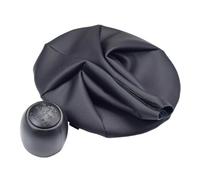 WEFOLEN Per Fiat 500 500C Per Panda 2003-2012 Nero Grigio Pomello Del Cambio A 5 Velocità Con Cuffia In Pelle(Black-set)