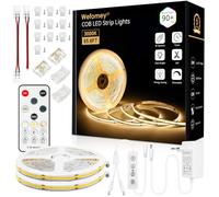 Wefomey Striscia LED COB 20m bianco caldo 3000k flessibile dimmerabile 24V con telecomando e alimentatore CRI > 90 Larghezza 8mm 324 LED/M bianco caldo per casa, camera da letto, specchio, decorazione