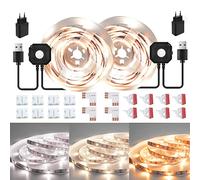 Wefomey Striscia LED con Sensore di Movimento, 3 Metri Luce LED da Guardaroba, 2700K-6500K Luci a Nastro LED Bianche Dimmerabile per Camera da Letto, Cucina, Scale, 2PCS