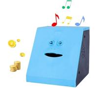 WeFoonLo novità Moneta Moneta Mangiare Banca Faccia Animata Salvadanaio Automatico Collezione Salvadanaio per Bambini (Blu Piatta)