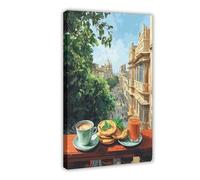 WEGAGTTT Ahmedabad Street View with Khaman Breakfast And Cutting Chai poster su tela, decorazione per camera da letto, ufficio, camera da letto, regalo, 30 x 45 cm