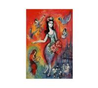 WEGAGTTT Poster su tela ispirato a Marc Chagall, decorazione per camera da letto, ufficio, camera da letto, regalo, 60 x 90 cm