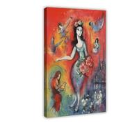 WEGAGTTT Poster su tela ispirato a Marc Chagall, decorazione per camera da letto, ufficio, camera da letto, regalo, 50 x 75 cm