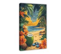 WEGAGTTT Stampa artistica su tela, motivo: acqua di cocco brasiliana, decorazione per camera da letto, ufficio, camera da letto, regalo, 30 x 45 cm
