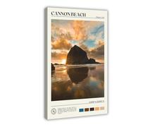 WEGAGTTT Stampa su tela con foto vera, motivo: spiaggia di cannone, decorazione per camera da letto, ufficio, camera da letto, regalo, 30 x 45 cm