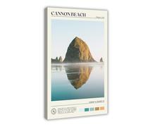 WEGAGTTT Stampa su tela, con foto vera, spiaggia di cannone, decorazione per camera da letto, ufficio, camera da letto, regalo, 40 x 60 cm