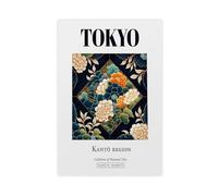 WEGAGTTT Tokyo, Giappone, stampa artistica da parete su tela, con piastrelle tradizionali e folk, decorazione artistica da parete per soggiorno e camera da letto, 60 x 90 cm