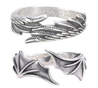 Wegiwuca 2 anelli vintage accoppiati alla moda ala d'angelo retrò per donne uomini coppie gioielli abbinati regali coppia anelli per lui e la sua promessa carino coppia regolabile, One Size, come