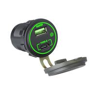 Wegiwuca Adattatore di ricarica per auto a doppia porta da 66 W con PD30W Tipo C + USB 36 W Caratteristica Touch Interruttori e luce a LED per la maggior parte dei veicoli con luce a LED