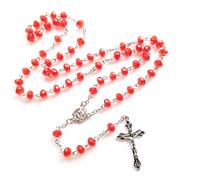 Wegiwuca Collana con rosario religioso da donna, con perline di cristallo, ciondolo a forma di crocifisso, regalo religioso cattolico, preghiera religiosa, collana da uomo
