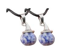 Wegiwuca Collana unisex regolabile con ciondolo a forma di zucca e cappello da strega e pietra di agata naturale su cordoncino nero, gioiello gotico con ciondolo a forma di zucca, Misura unica, come