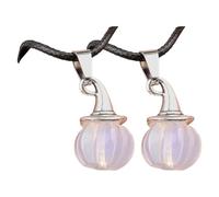 Wegiwuca Collana unisex regolabile con ciondolo a forma di zucca e cappello da strega e pietra di agata naturale su cordoncino nero, gioiello gotico con ciondolo a forma di zucca, Misura unica, come