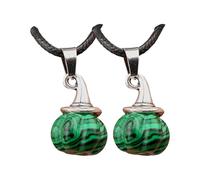Wegiwuca Collana unisex regolabile con ciondolo a forma di zucca e cappello da strega e pietra di agata naturale su cordoncino nero, gioiello gotico con ciondolo a forma di zucca, Misura unica, come