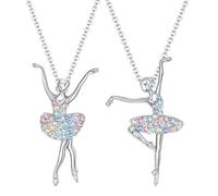 WEGLOK Collana con ciondolo a forma di ballerina, 3pcs, ideale per Ragazze e Bambine, Gadget Danza Classica, Multicolore, 19 pollici/50 cm, Moschettone