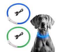 WEGLOK Collare Luminoso per Cani USB Ricaricabile con 3 ModalitÃ Di Luce Regolabile Collare LED, Lunghezza Regolabile Impermeabile per Cani Gatti Taglia Piccola Media Grande, (Verde e Blu)