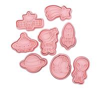 WEGOO Stampini a forma di stella, set di stampini a tema spazio, 8 pezzi razzato, pianeta, luna, navetta spaziale, dirigente, ovni e astronauta, stampo per biscotti per forniture di biscotti
