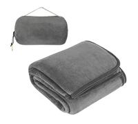 WEGREAT Coperta da viaggio ultraleggera calda 127 x 152 cm Cuscino Coperta 2 in 1, Coperta per aereo ultraleggera pieghevole Coperta da campeggio per viaggi, treno, aereo, auto, campeggio grigio