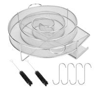 WEGREAT Lumaca per affumicatura: generatore di fumo freddo, rotondo in acciaio inox con 4 ganci per carne e 2 spazzole per la pulizia, lumaca per affumicatura a freddo, per barbecue a sfera, barbecue,