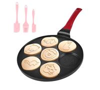 WEGREAT Padella Antiaderente per Pancake 26 cm con Sette Fori, Crepes Maker con Animale per Gas, Padella per Uova Fritte, Omelette, Frittelle, Hamburger