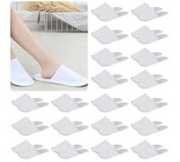 WEGREAT Set di 20 paia di pantofole per ospiti, 28 x 11 cm, in spugna, per centro di bellezza, benessere, medici, alberghi, donne e uomini, set unisex bianco, bianco, Taglia unica