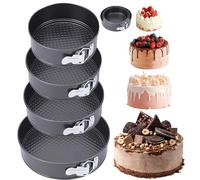 WEGREAT Set di 4 stampi per torte, Ø 18/20/22/24 cm, con fondo piatto, rimovibile, piatto rotondo, a prova di perdite, rivestimento antiaderente per cuocere torte e pane