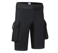 WEHAM Pantaloncini per Muta in Neoprene da 3 mm per Tenere al Caldo Pantaloncini Cargo per Muta Unisex con Fibbia con Anello a D Foro di Perdita per Accessori per Attrezzature subacquee,Nero,L