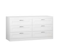 WeHome - Cassettiera Bianca 6 Cassetti Moderna, 161x50x82 Cm, Per Camera Da Letto E Ingresso, Mobiletto Multiuso, Mobiletto Cucina Salvaspazio, Cassettiera Camera Da Letto, Cassettiera Bagno