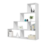 Wehome - Libreria Verticale A Scala Salvaspazio Design Moderno Dimensioni 145 X 145 X 29 Cm Con Struttura In Legno Melaminico E Spessore 15 Mm Con Pannello Posteriore Assente (Rovere Sbiancato)