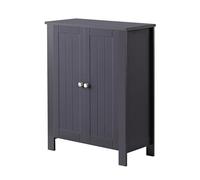WeHome - Mobiletto Bagno Salvaspazio Con Due Ante, Mobiletto Multiuso, Mobile Cucina, Mobili Bagno, Con 2 Ripiani Regolabili, 30x60x80 Cm, Mobile Bagno Salvaspazio Bianco (Grigio Scuro)